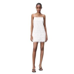 Zara White Crochet Mini Dress coquette boho bridal